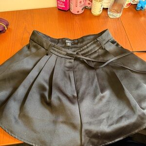 Nasty Gal Black High-Waist Pleated Shorts with Waist Tie